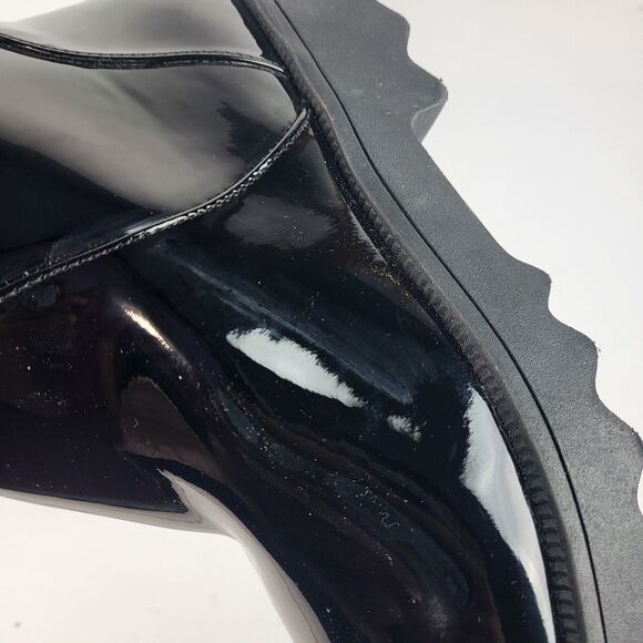 Aerosoles Slalom Knee High Boots Pull on Lug Sole Black Wet look 7M - Picture 12 of 13